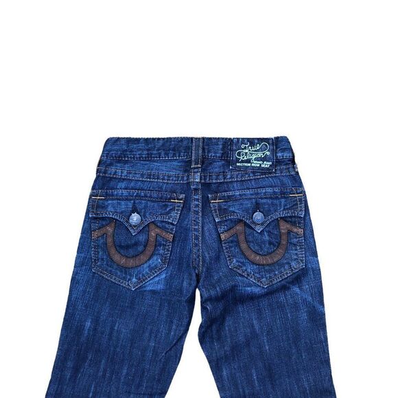 True Religion Jeans Size 29 Blue Leather Horshoe - Picture 2 of 8
